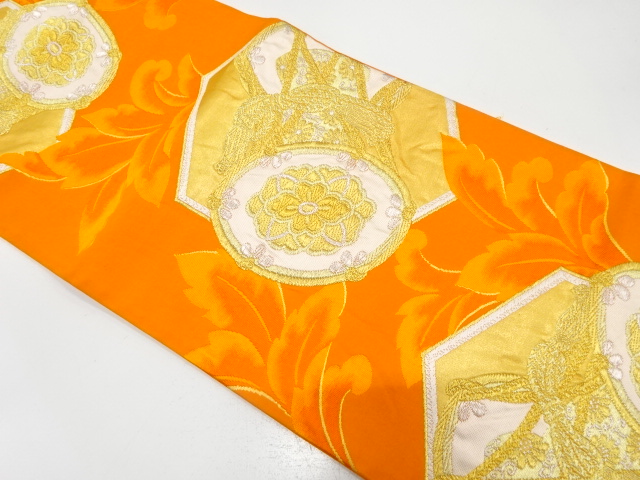JAPANESE KIMONO / ANTIQUE FUKURO OBI / SILK / WOVEN PLANTS